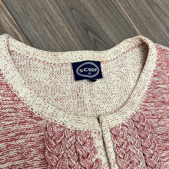 Scoop NYC Red and White Knit Cardigan - Picture 2 of 5